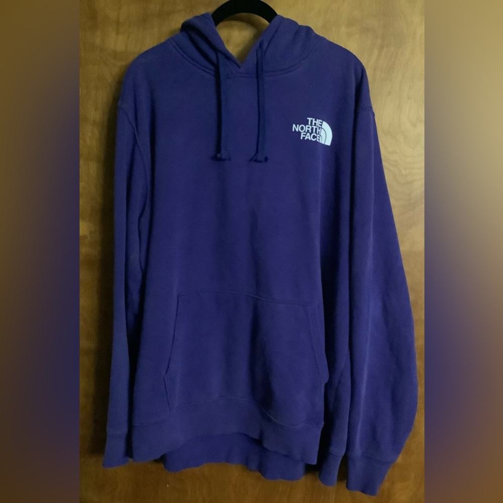 The North Face mens XL purple hoodie map on back
